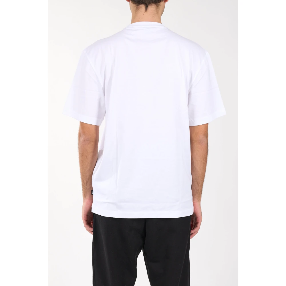 Hugo Boss Katoenen Grafisch Print Crewneck T-shirt White Heren