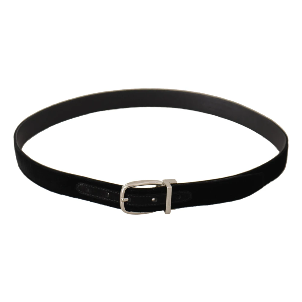Dolce & Gabbana Luxe Zwart Fluweel Riem met Logogesp Black Heren