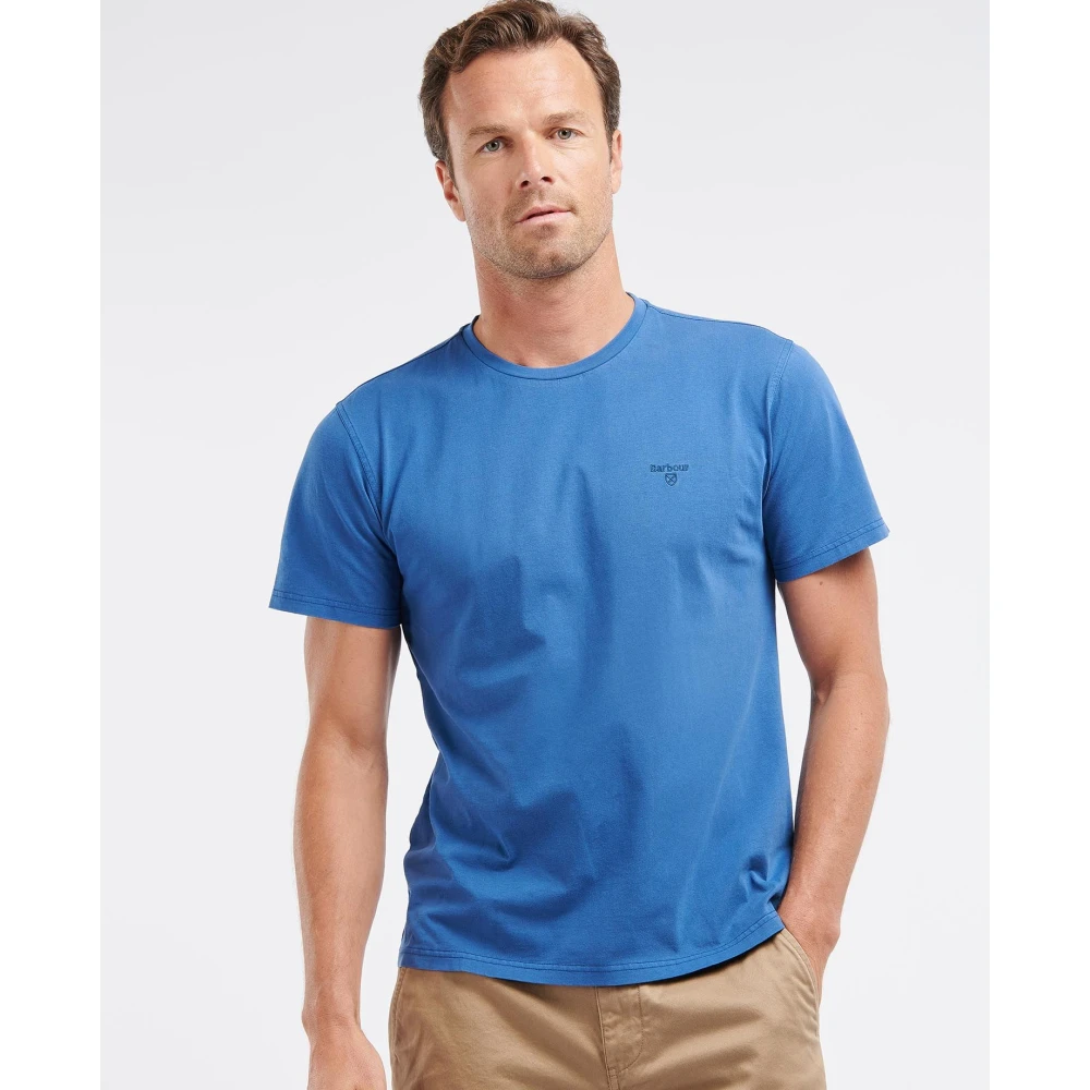 Barbour Marineblauw Garment Dyed T-Shirt met Borduursel Blue Heren