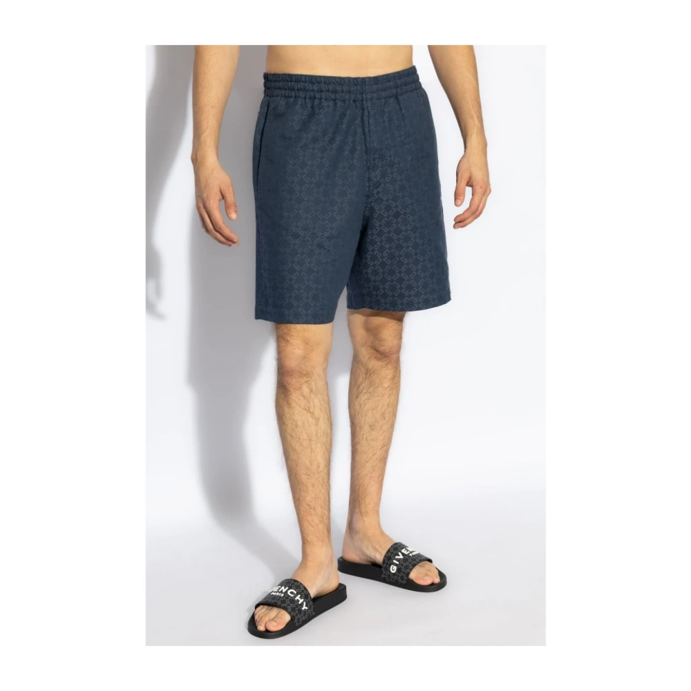 Givenchy Monogram Denim Shorts Gray Heren