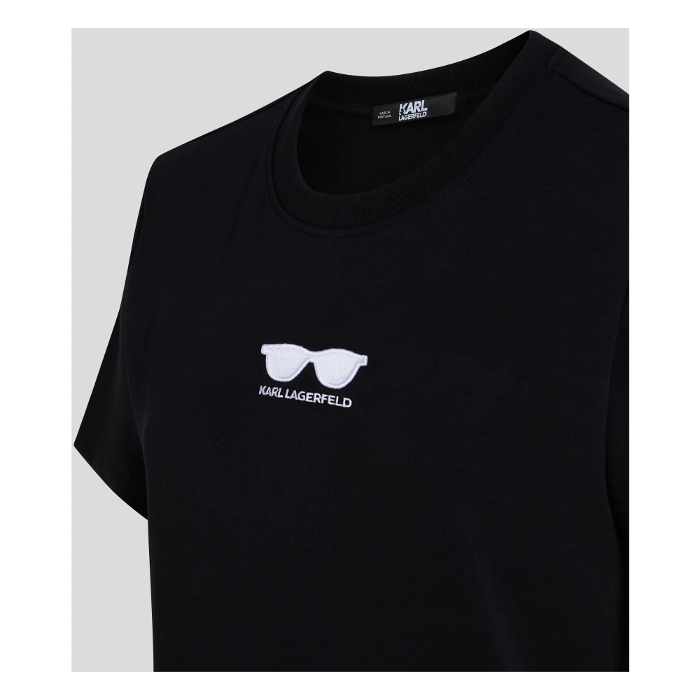 Karl Lagerfeld Biologisch katoenen T-shirt met zonnebrilborduursel Black Dames