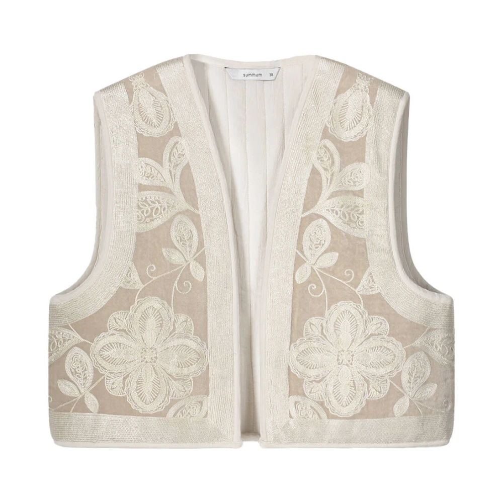 Summum Woman Geborduurd Gilet voor Vrouwen Beige Dames