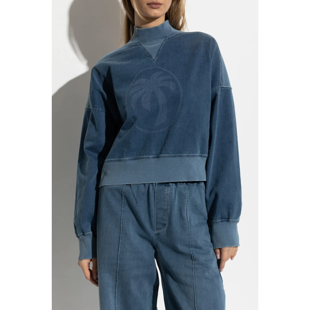 Palm Angels Sweatshirt met logo Blue Dames