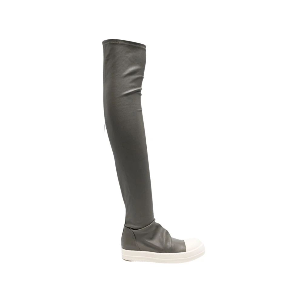 Rick Owens Women's Gray Over-The-Knee Boots, 3 Uk, Leather Over-The-Knee Boots