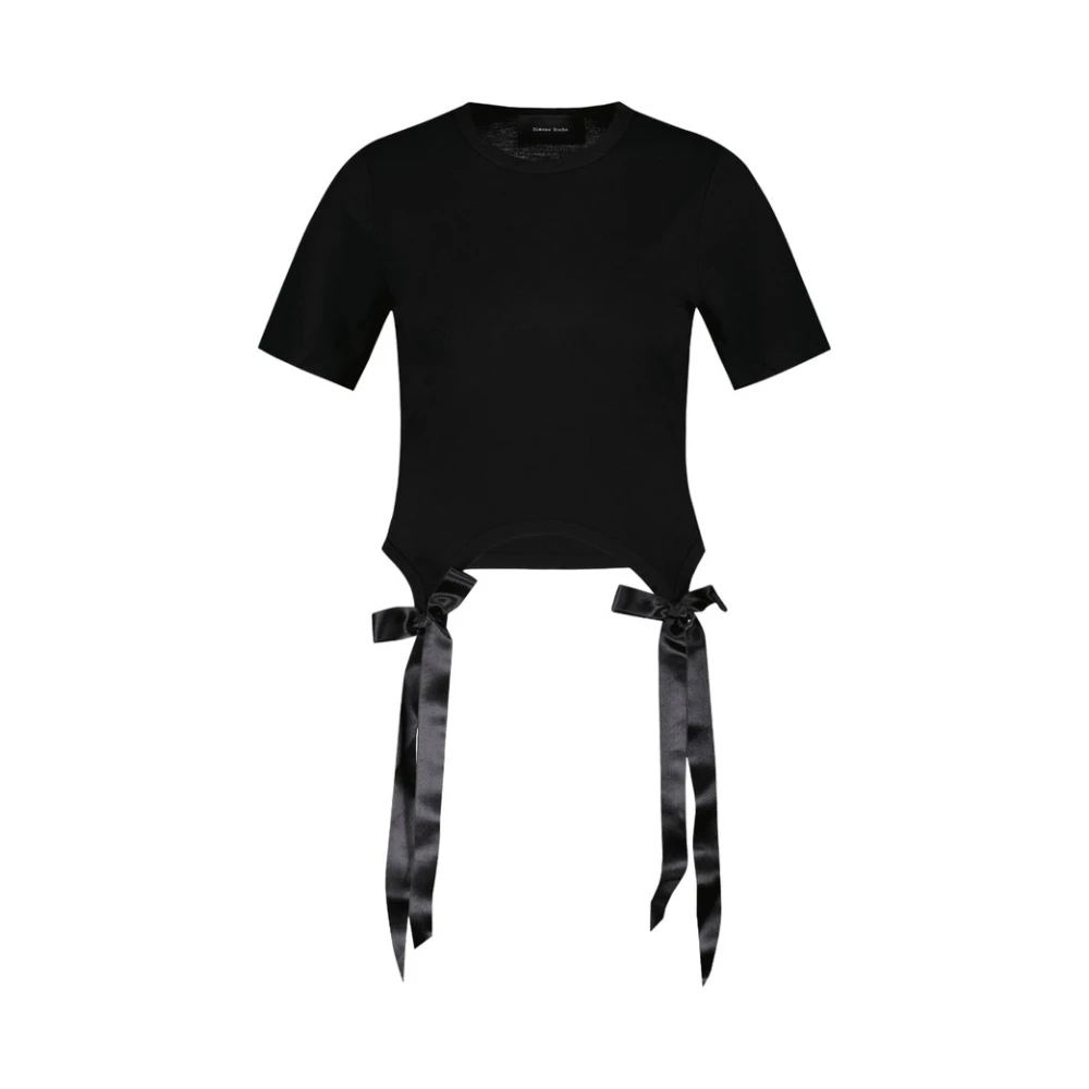 Simone Rocha Black T-Shirts, Female, Xs, Bow Tails Cotton T-Shirt