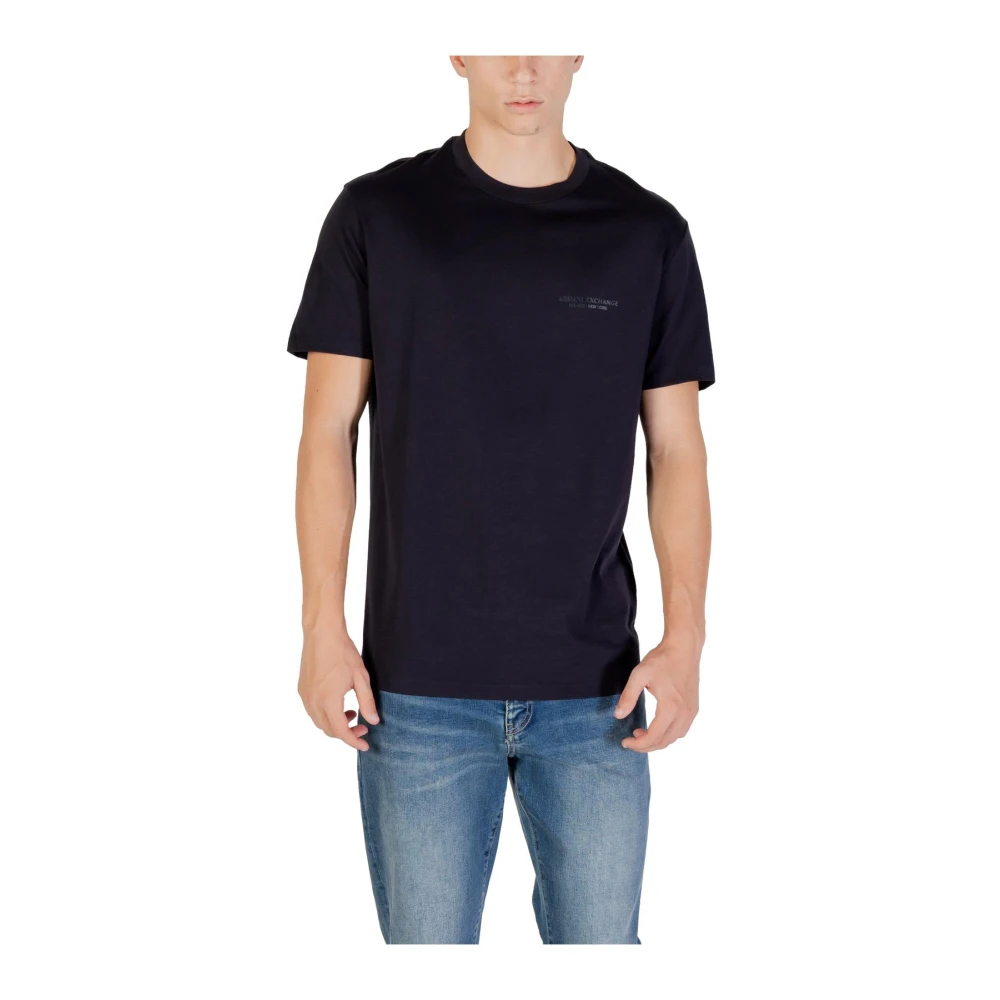 Armani Exchange Men's Blue Round Neck Short Sleeve Cotton T-Shirt