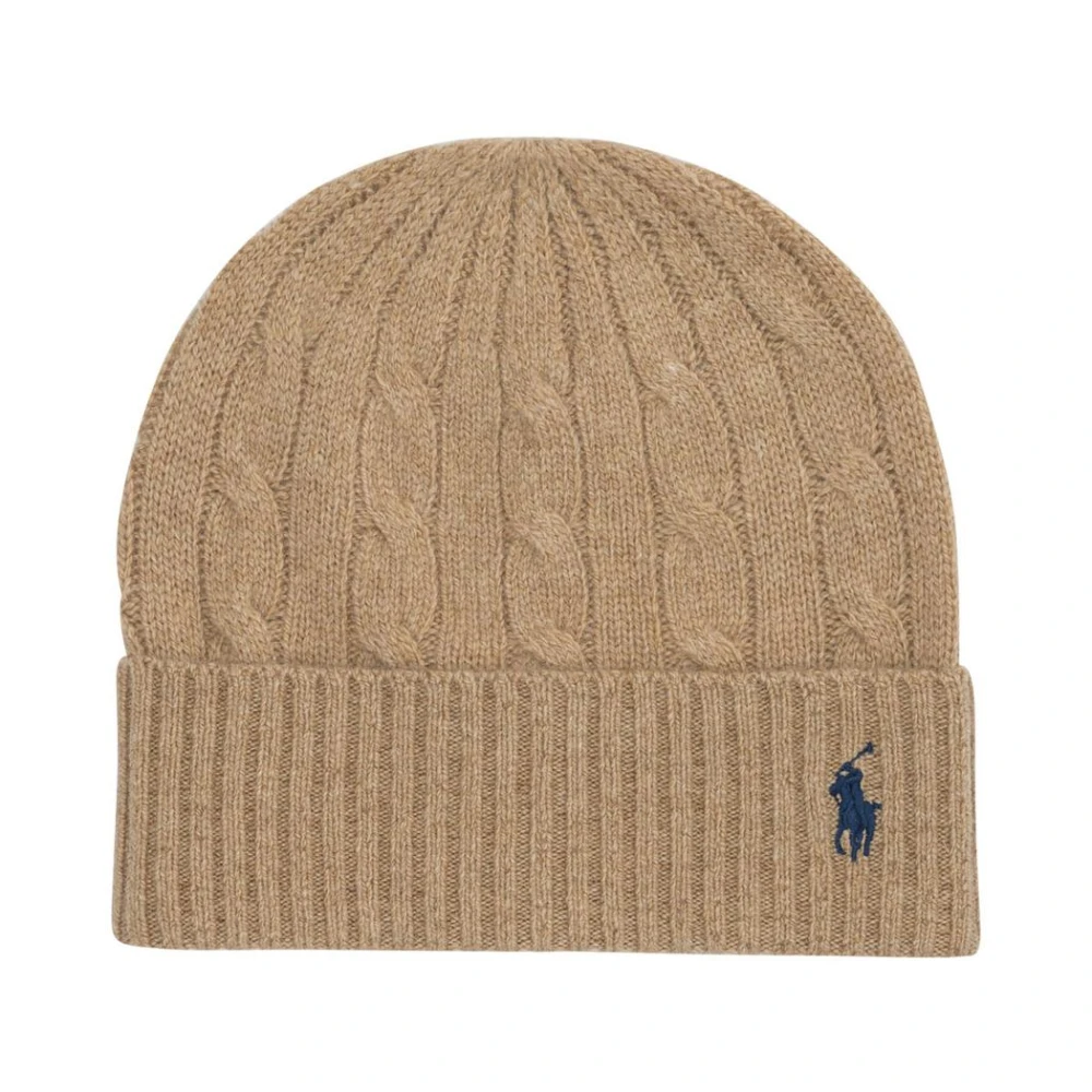 Polo Ralph Lauren Beige Cable Knit Wool-Cashmere Beanie