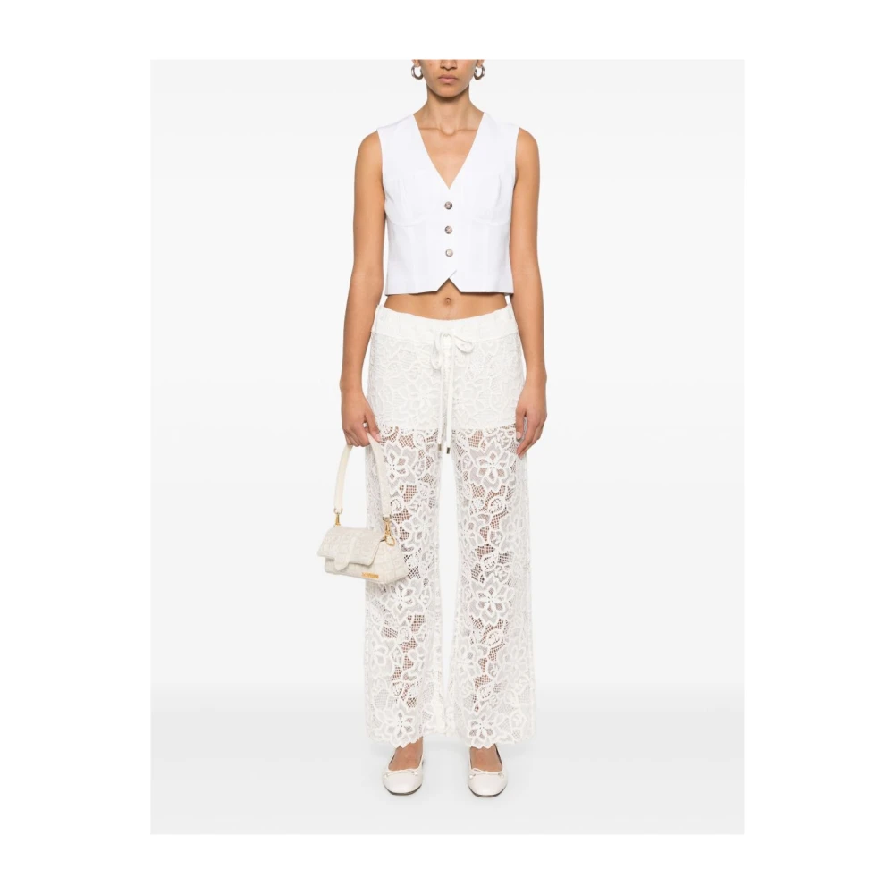 Ermanno Scervino Witte Geribbelde Broek met Trekkoord Tailleband White Dames