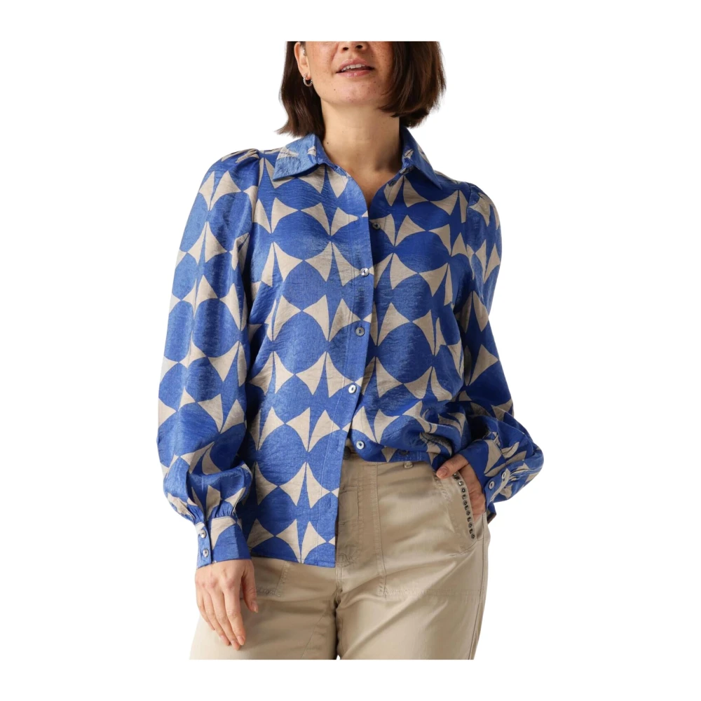 Summum Woman Blouse met twee tinten print Stijlvol veelzijdig Blue Dames
