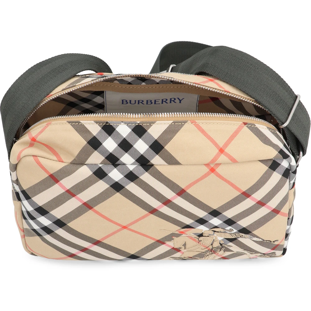 Burberry Geruite Crossbody Tas met Ruiterontwerp Beige Heren