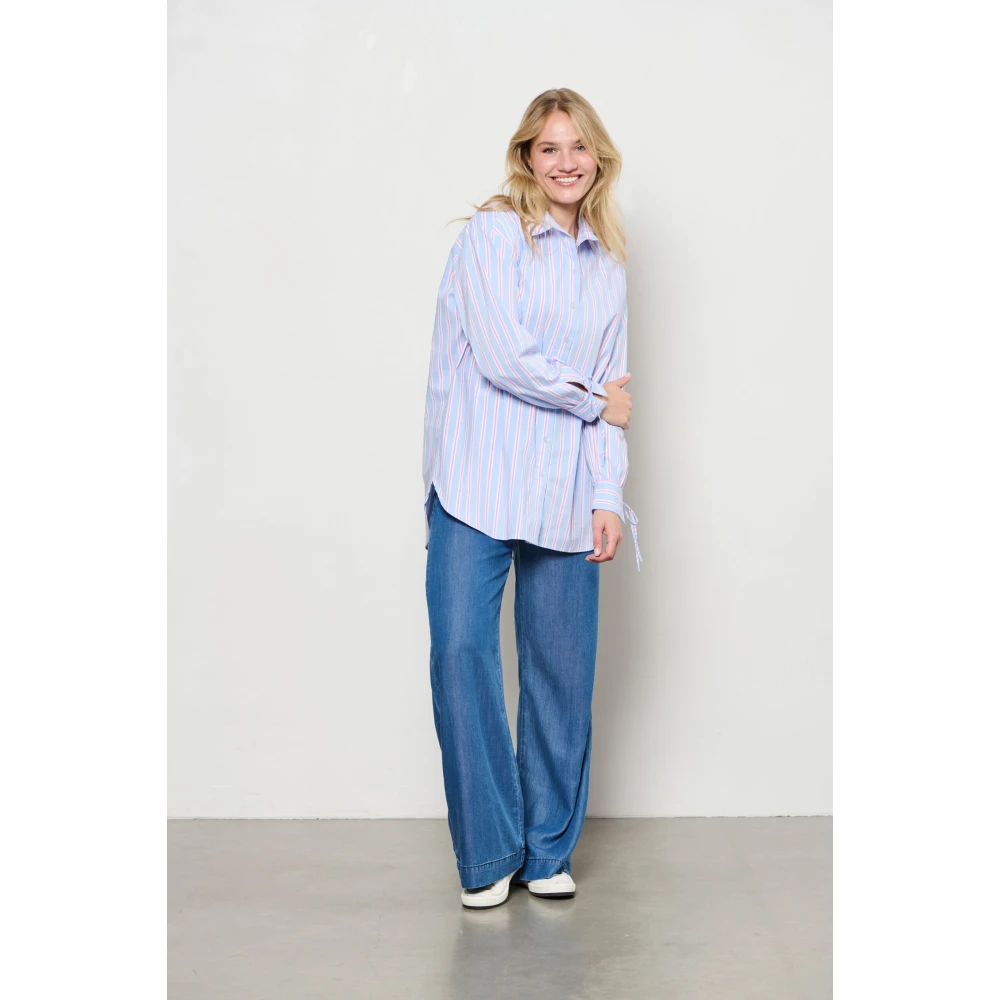 &Co Woman Oversized geruite overhemd Blue Dames