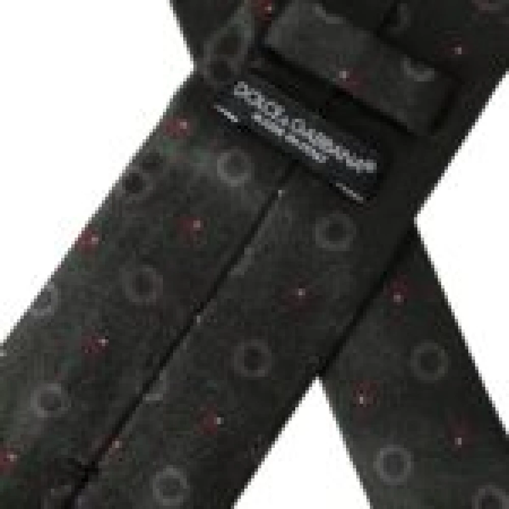 Dolce & Gabbana Donkergrijze Zijden Fantasy Verstelbare Heren Stropdas Gray Heren