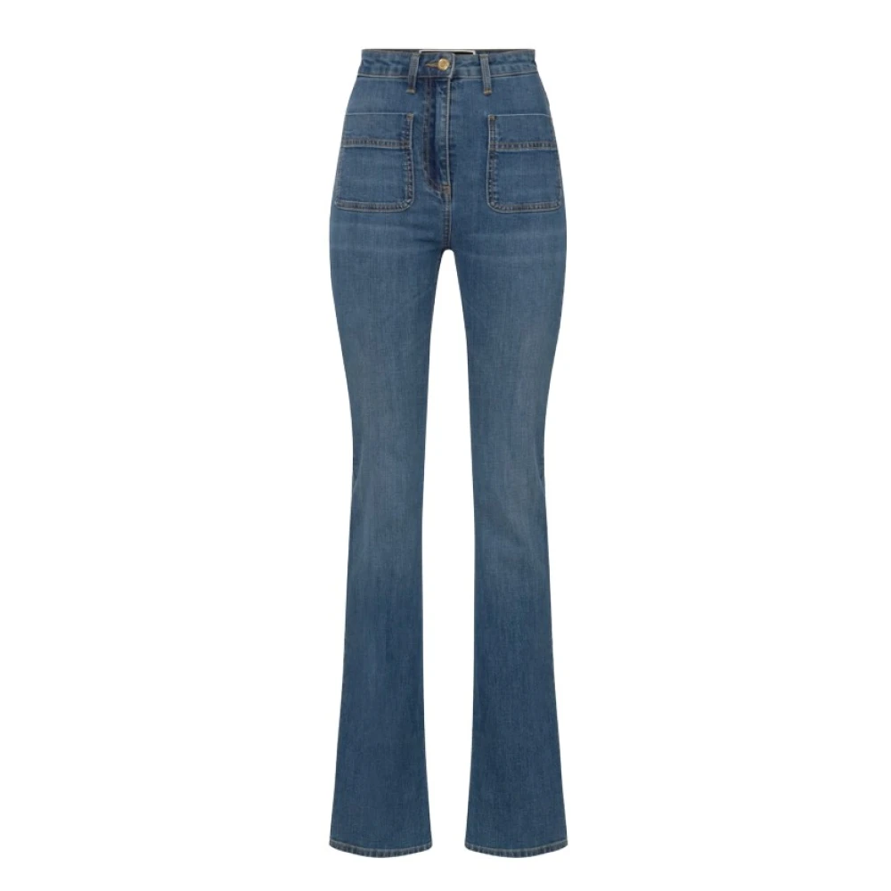 Flared Jeans med Gylne Logo Lommer