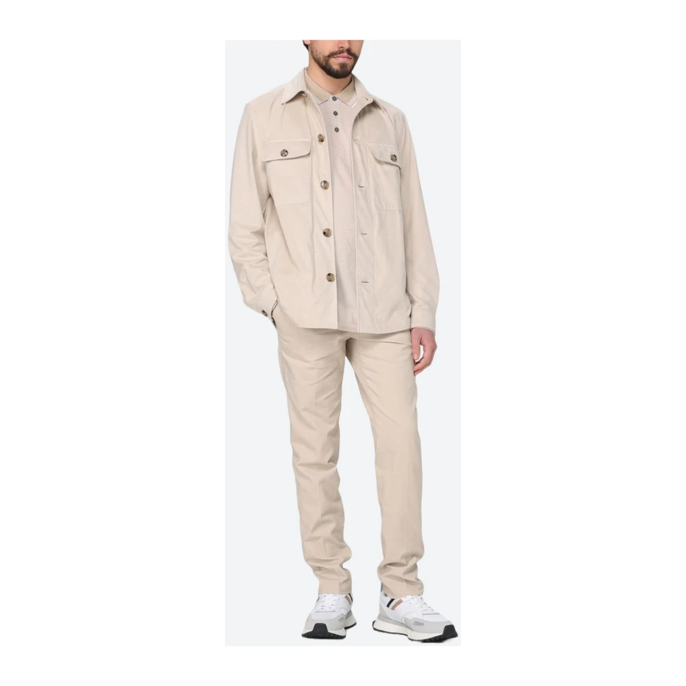 Hugo Boss Slim Fit Katoenen Broek Beige Heren