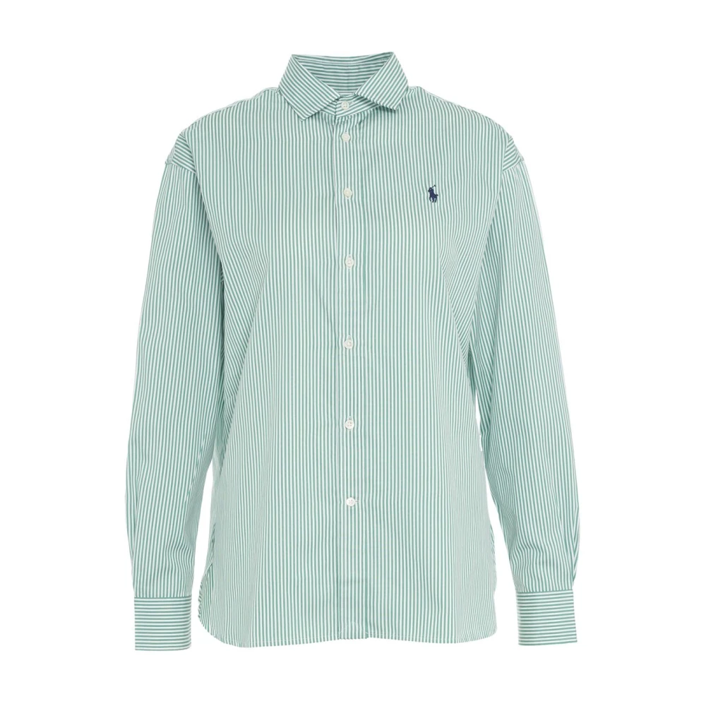 Polo Ralph Lauren Groen Gestreept Overhemd Verhoog Garderobe Stijl Green Dames