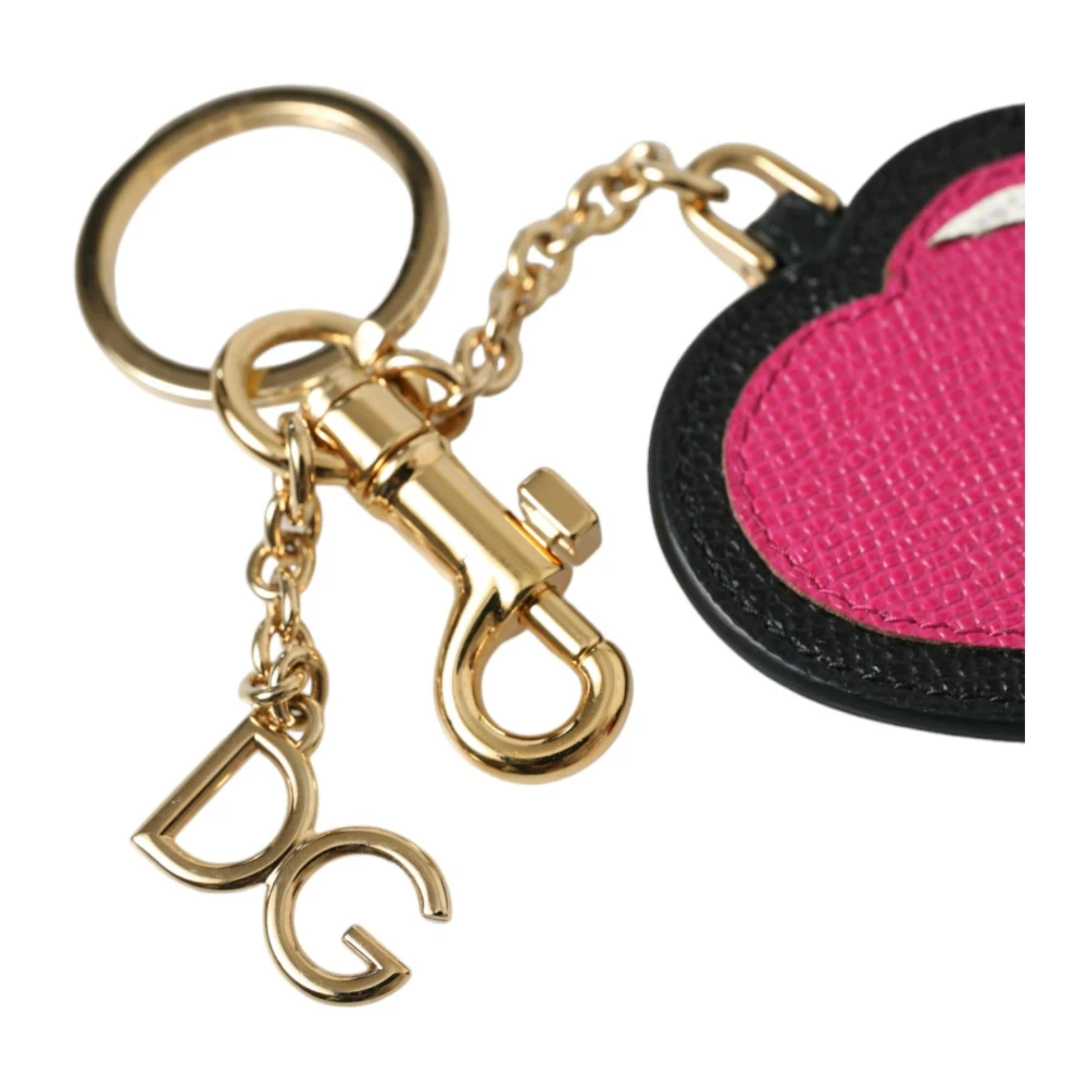 Dolce & Gabbana Hart Leer Goudkleurige Sleutelhanger Multicolor Dames