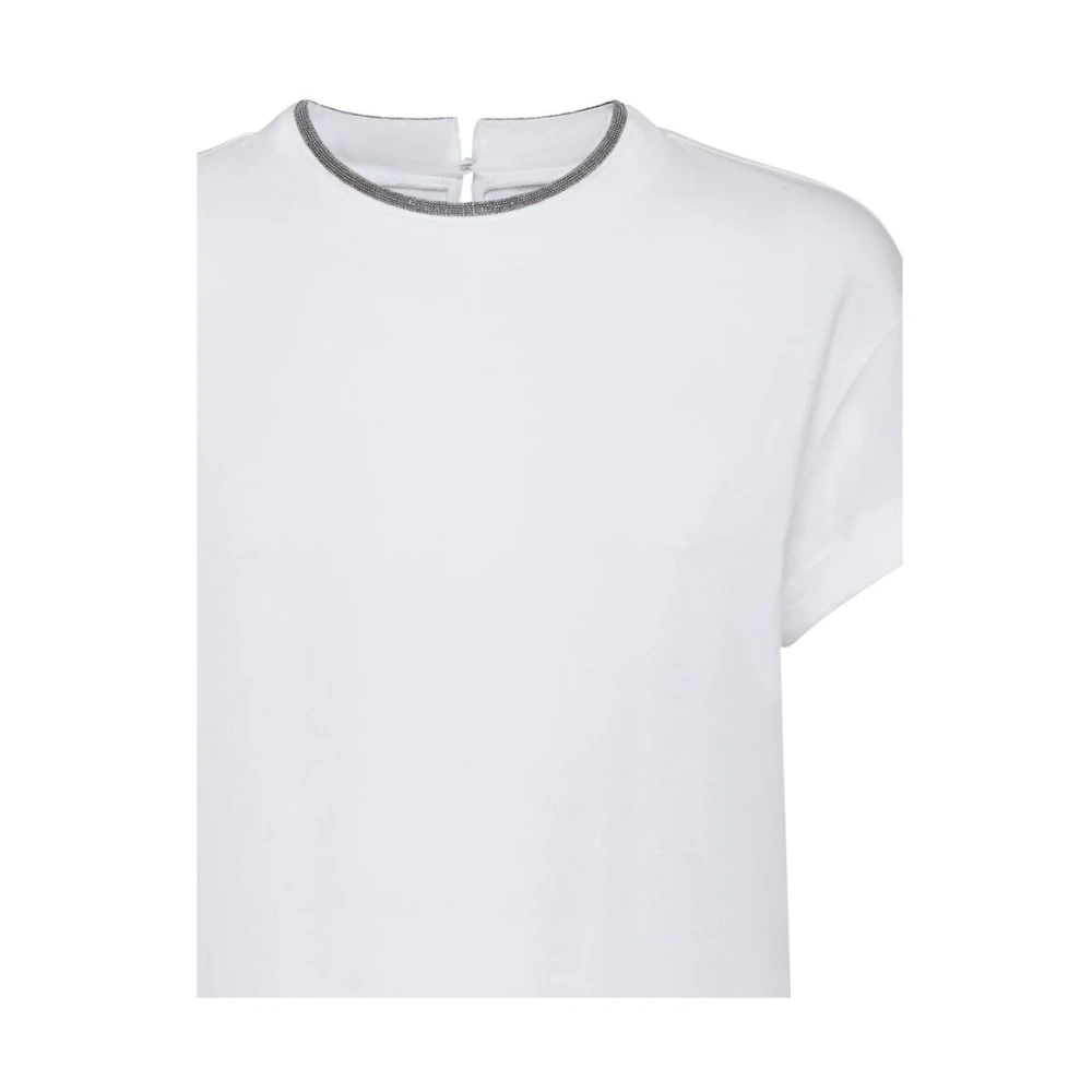 BRUNELLO CUCINELLI Witte Katoenen Crew Neck T-shirt White Dames