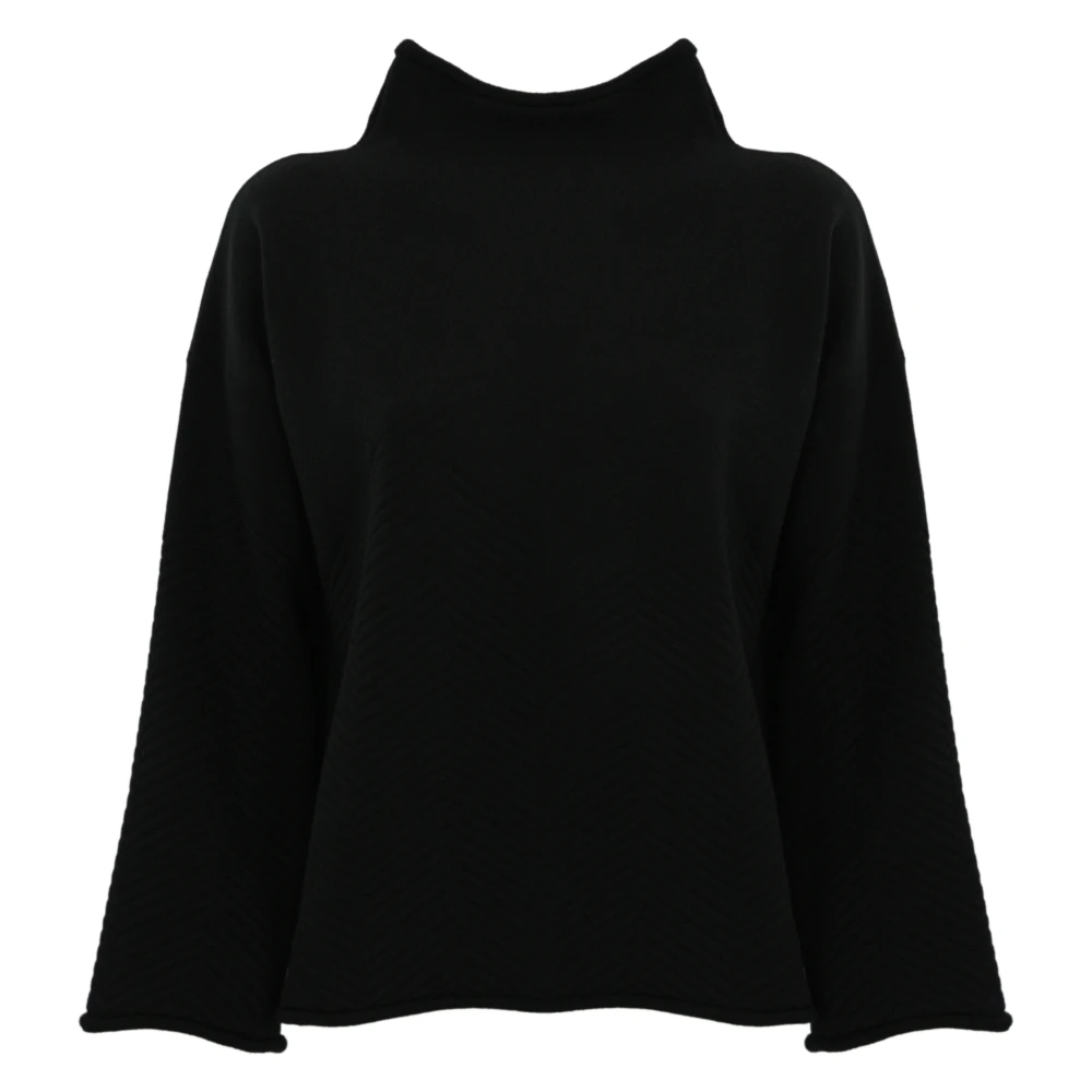 Liviana Conti Zwarte wollen trui met jacquardpatroon Black Dames