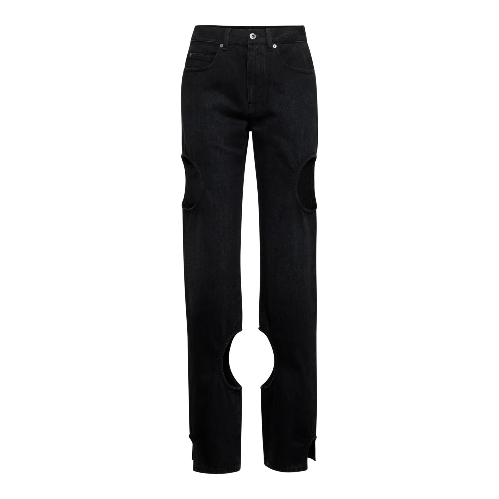 Off White Zwarte Meteor Cut-Out Straight Leg Jeans Black Dames