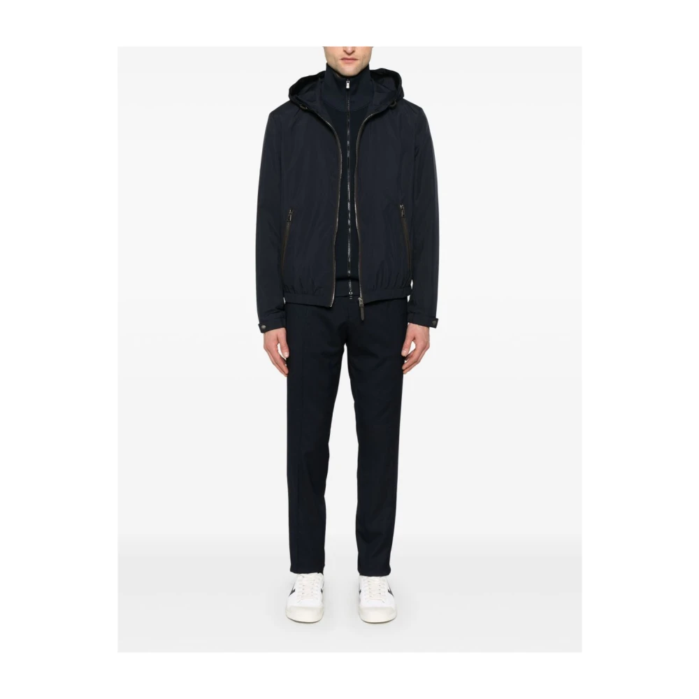 Hugo Boss Blauwe Zip Sweater met Hoge Hals Blue Heren