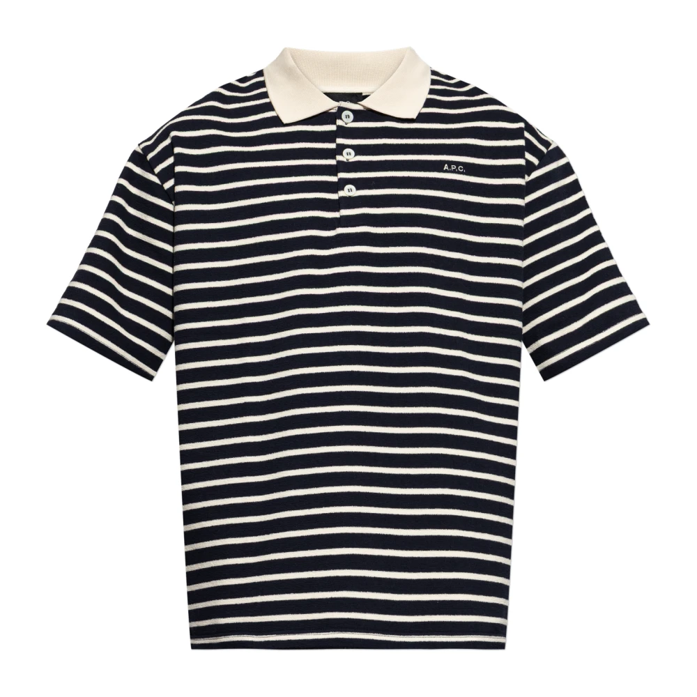 A.p.c. Herr Blå Toppar L, Bomull, Logo Pikétröja