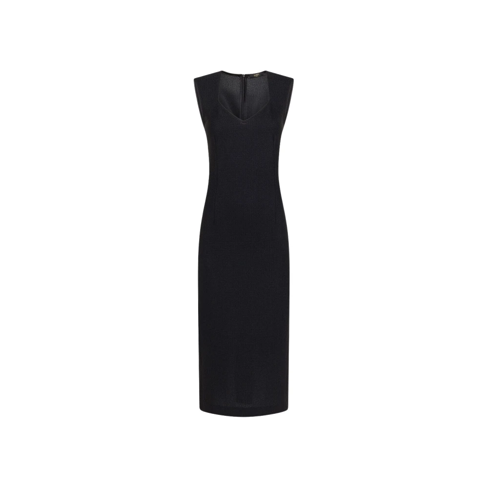 Seventy Black Midi Dresses, Female, Xs, Abito In Rete Tecnica Bistretch
