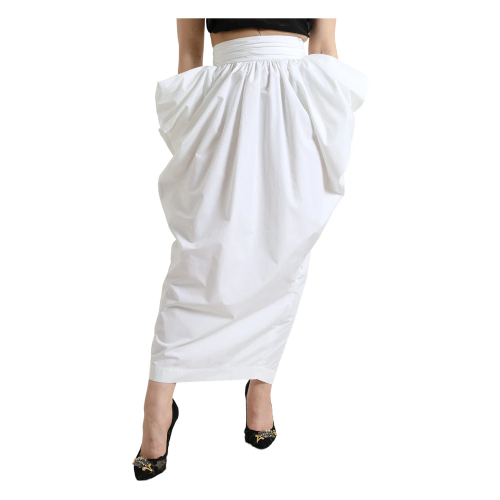 Dolce & Gabbana Elegante Maxi Rok met Hoge Taille White Dames