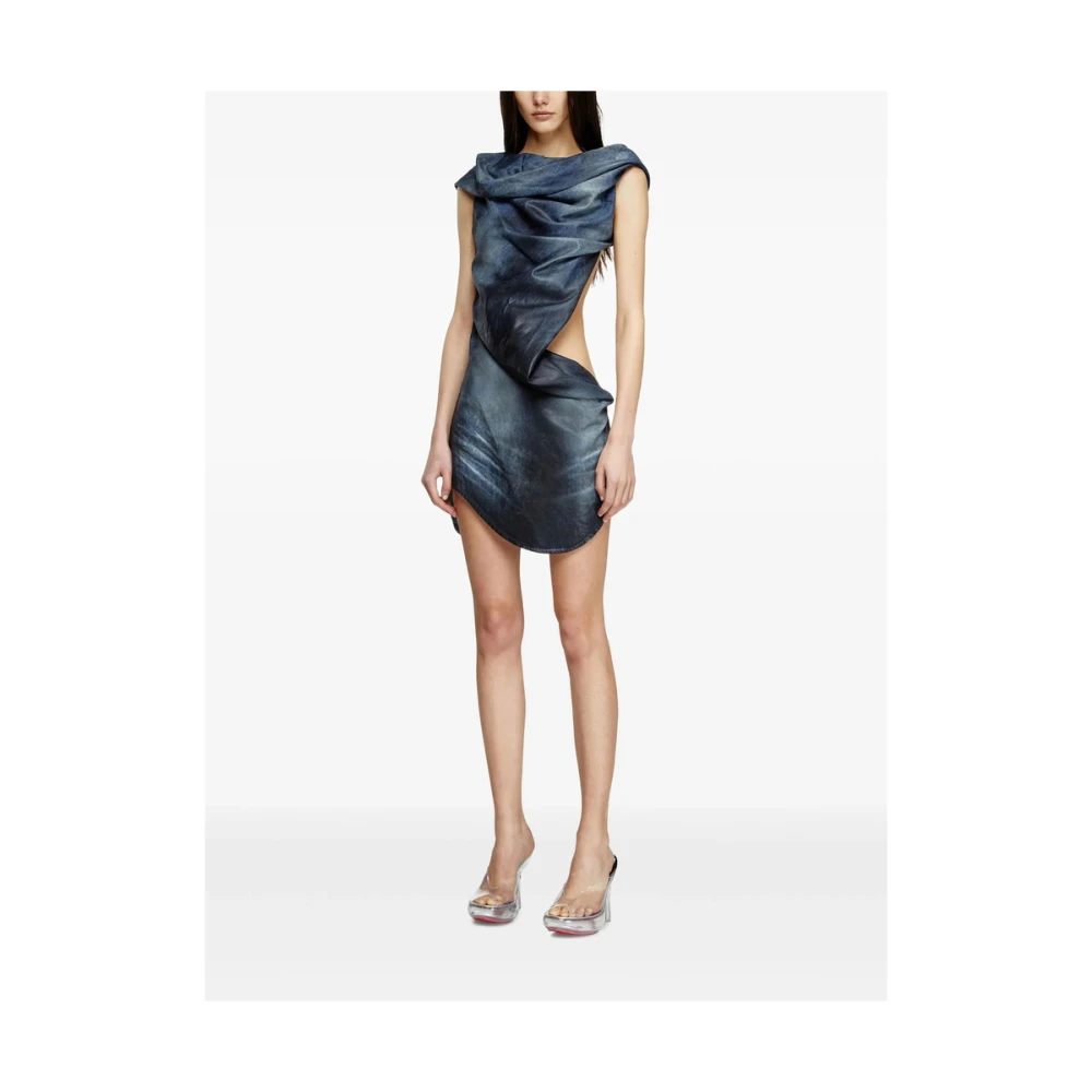 Diesel Navy Blue Boat Neck Dress Blue Dames