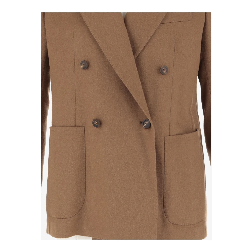 Tagliatore Kameelwol Dubbelborst Jas Bruin Brown Heren