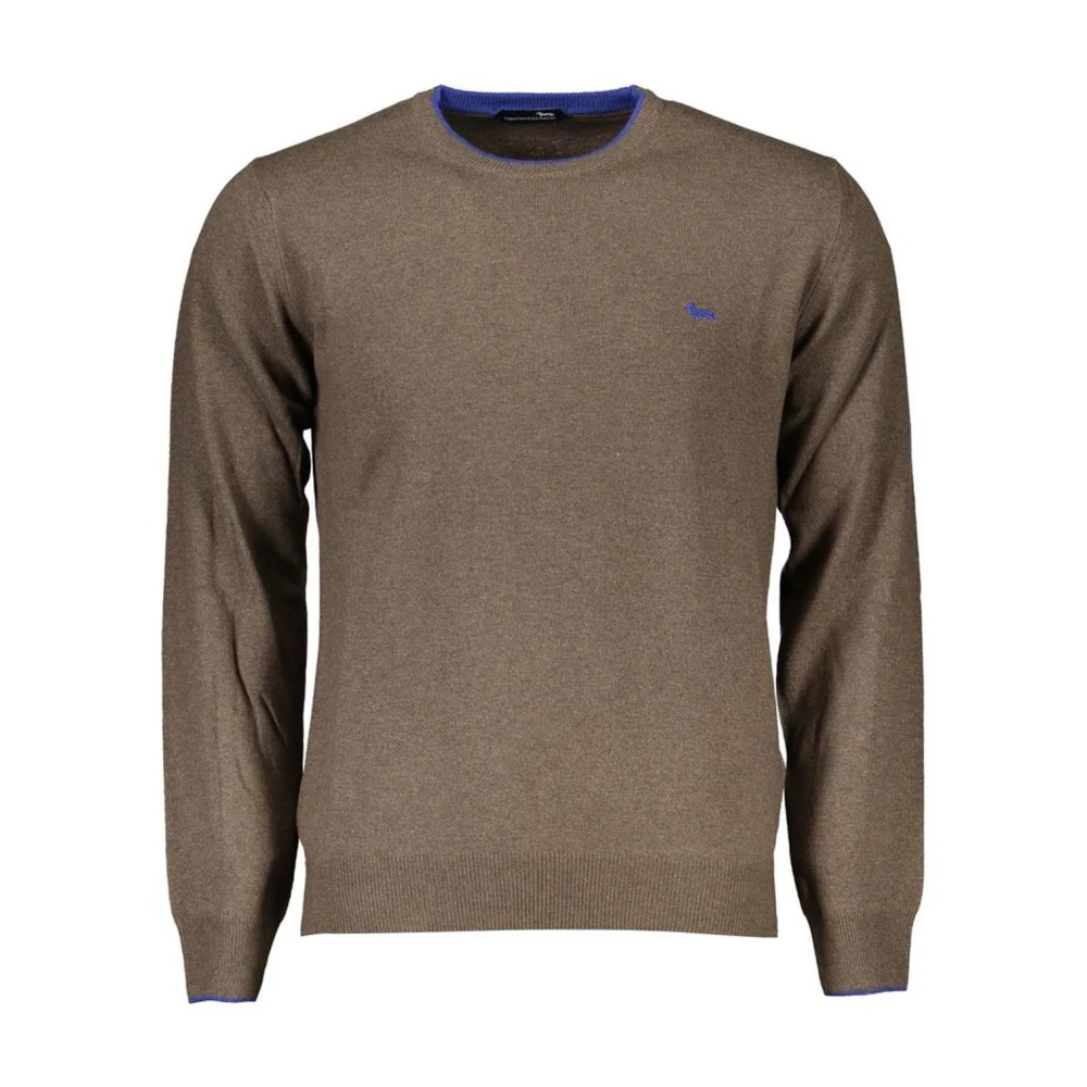 Harmont & Blaine Men's Brown Embroidered Crew Neck Sweater