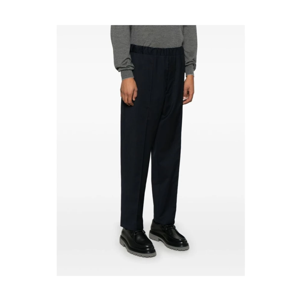 Seven Gauge Middernachtblauwe Wol Tapered Broek Blue Heren