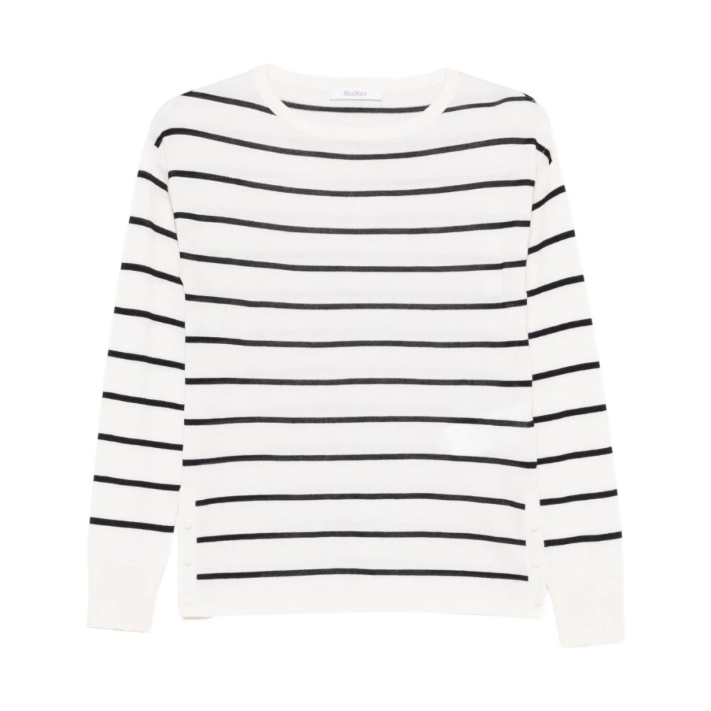 Max Mara Women's White Tabella Crewneck Jumper - Round-Neck Knitwear - L - Knitwear
