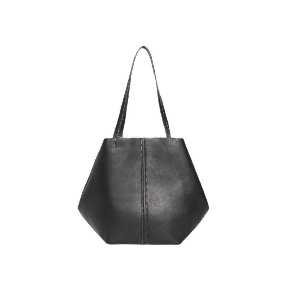 Vanessa Bruno Grote Tote Zwart Leren Tas Black Dames
