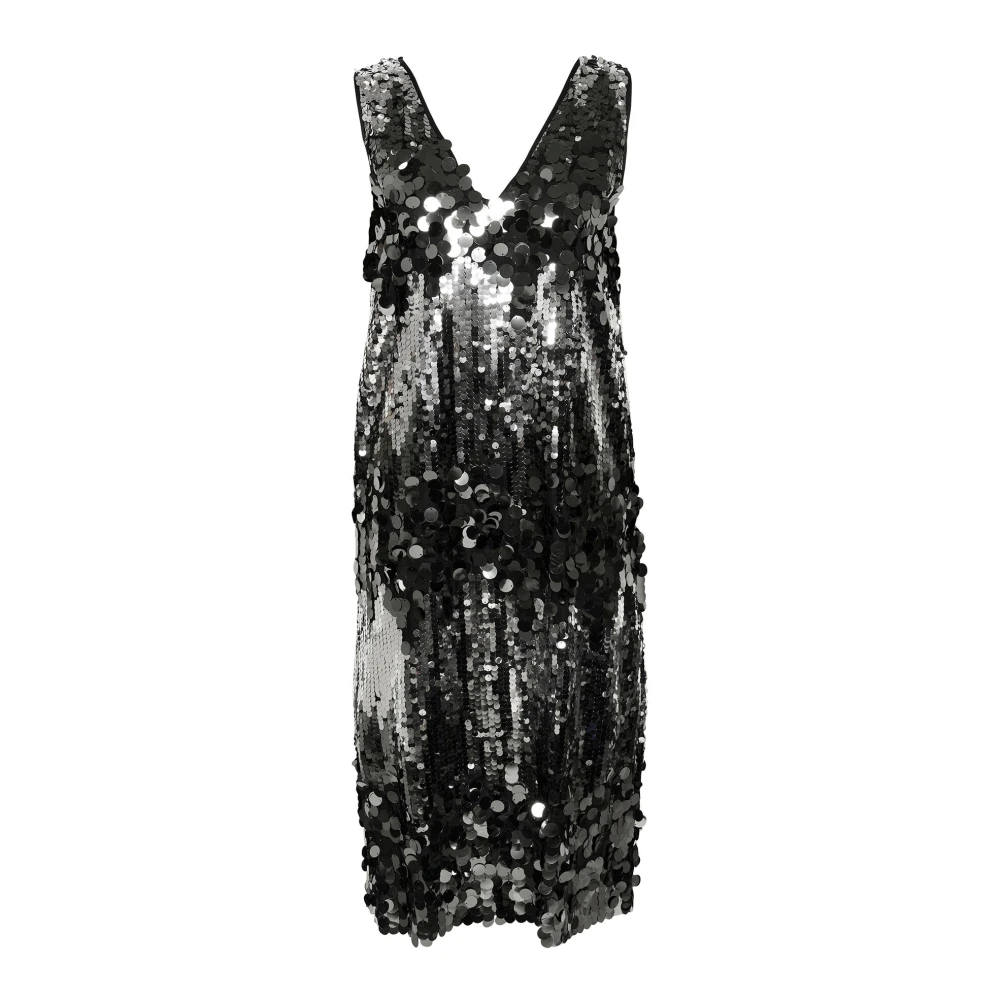 Soaked in Luxury Zilver Zig Zag Pailletjurk Gray Dames
