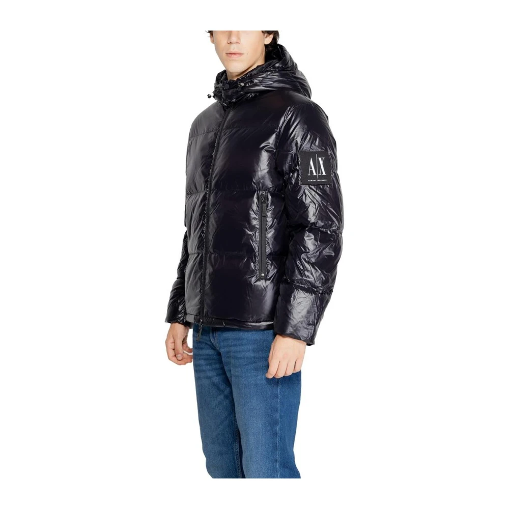 Armani Exchange Zwarte Polyamide Jack met Strak Ontwerp Black Heren
