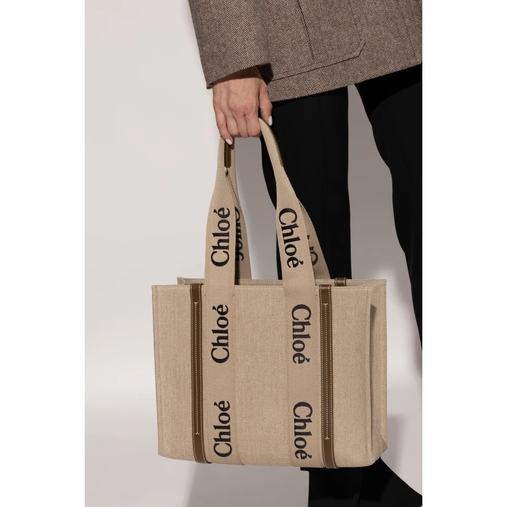 Chloé Schoudertas Woody Medium Beige Dames