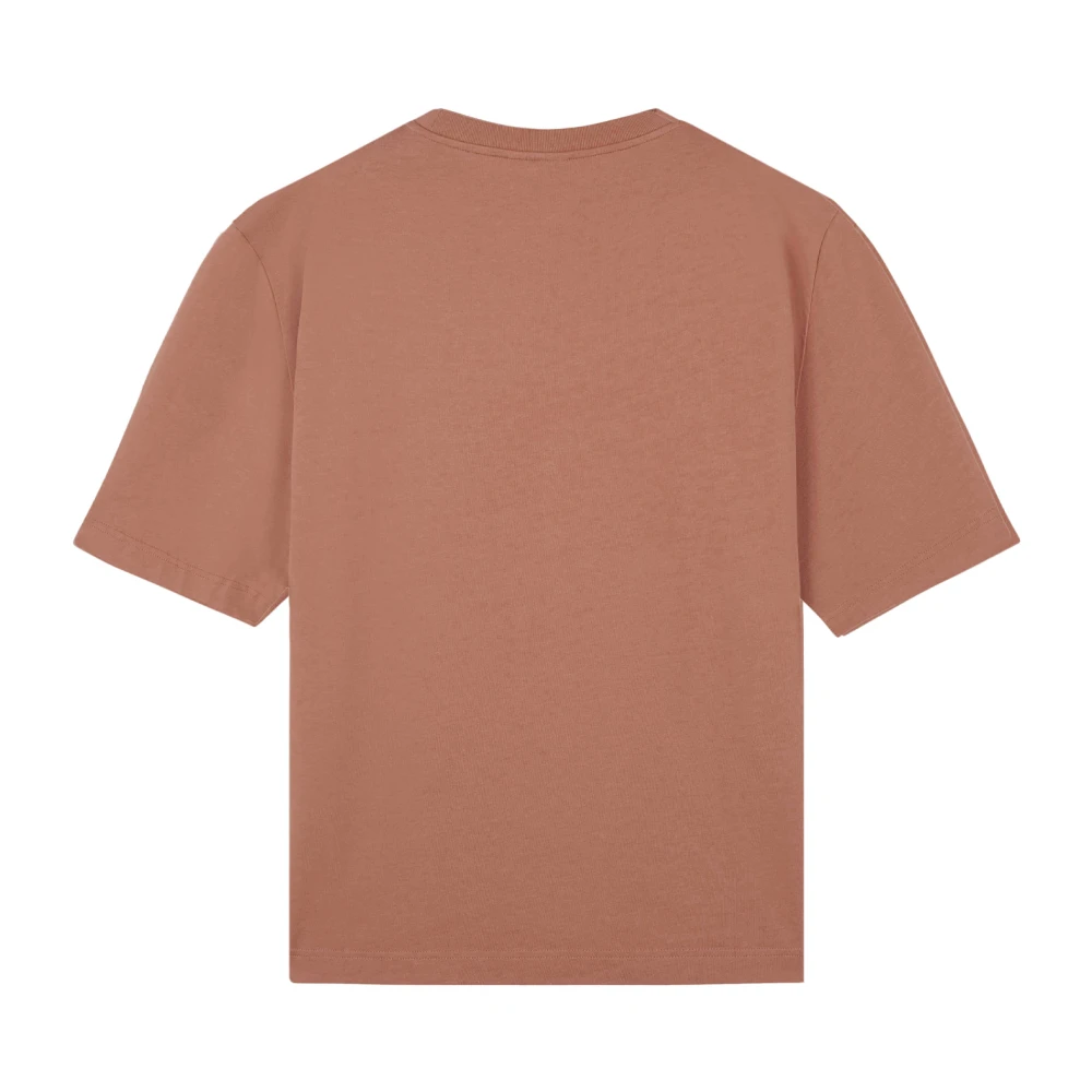Maison Kitsuné Fox Head Patch Katoenen T-shirt Brown Heren