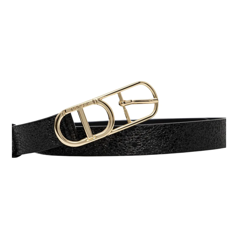 Twinset Zwart Leren Ovaal Riem Black Dames