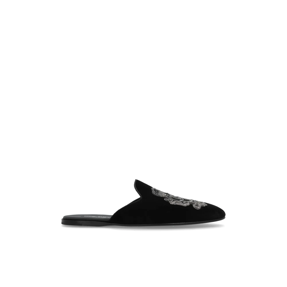 Dolce & Gabbana Men's Black Mules, 7 Uk, Slides With Logo