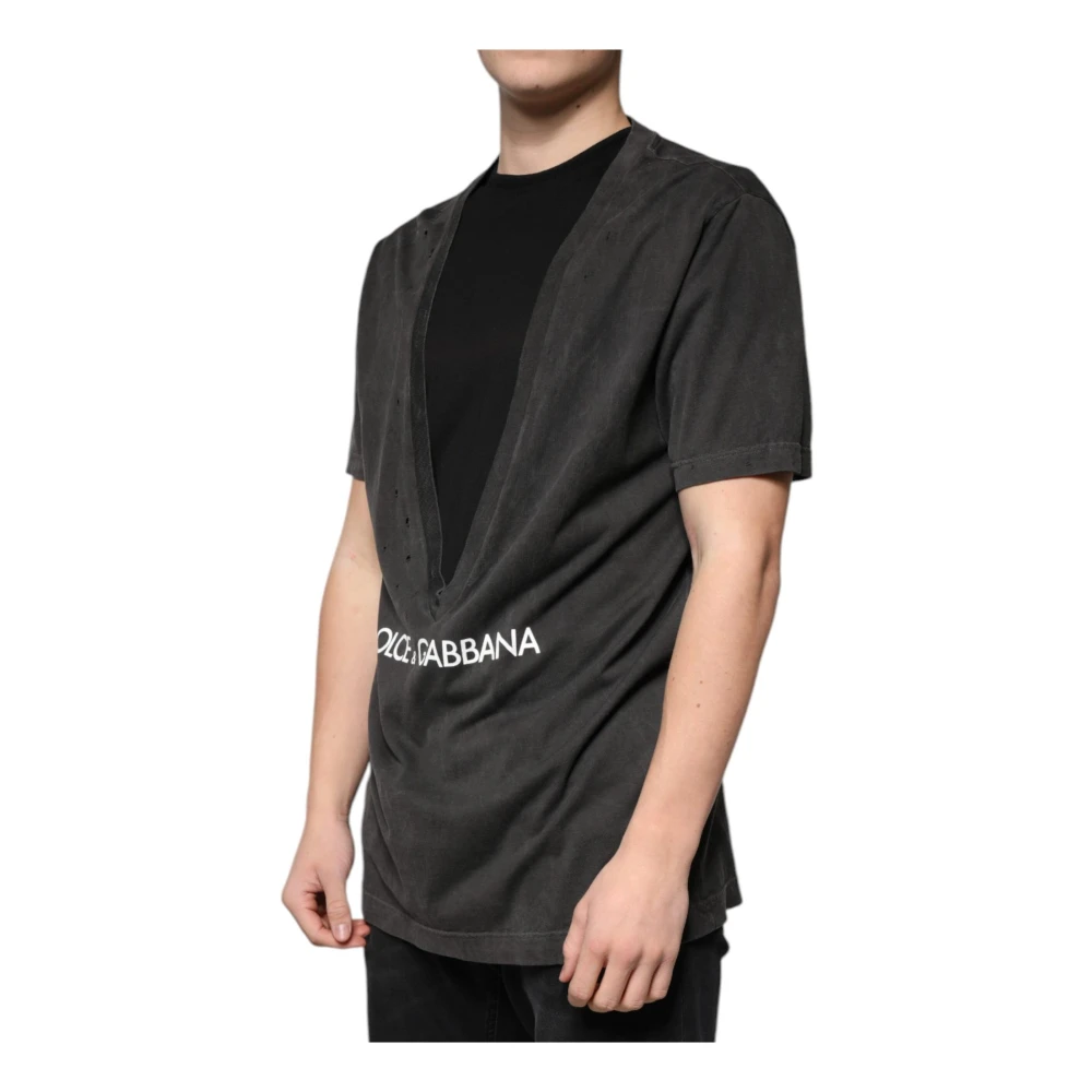 Dolce & Gabbana Zwarte Katoenen Crew Neck T-shirt Black Heren