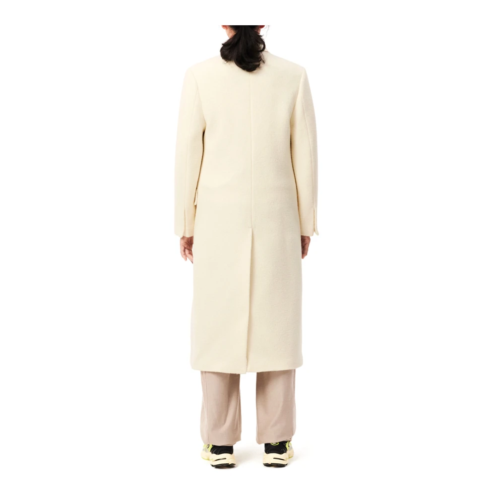 Lacoste Elegante Bouclé Jas met Klassieke Details White Dames