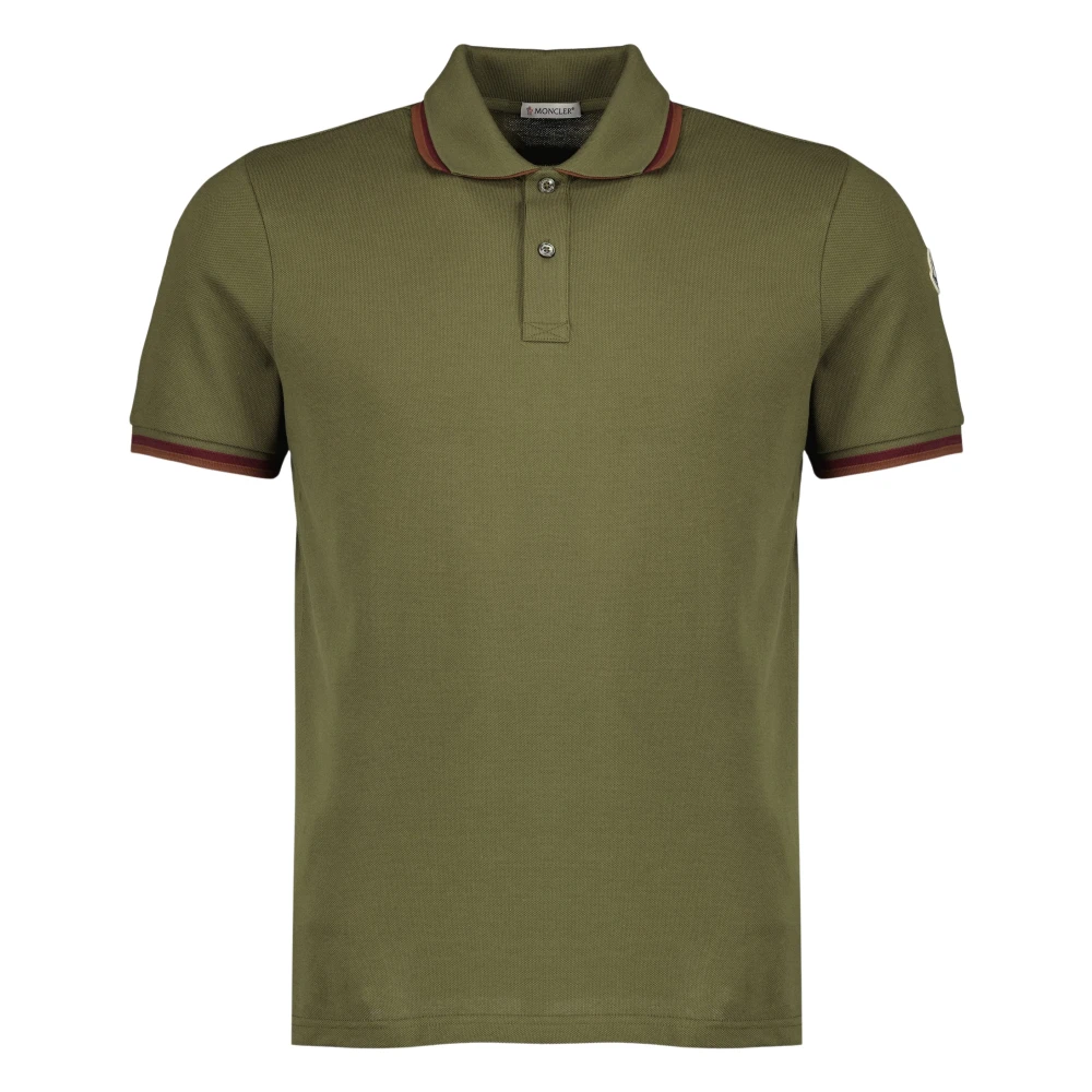 Moncler Piqué Cotton Polo - Male - Polo Shirts - Green - L - Tops