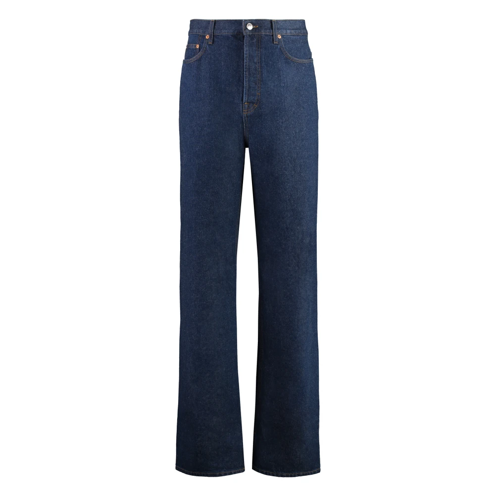 Gucci Blue Straight Fit Jeans, Male, W30, Stylish Wide-Leg Jeans With Visible Stitches