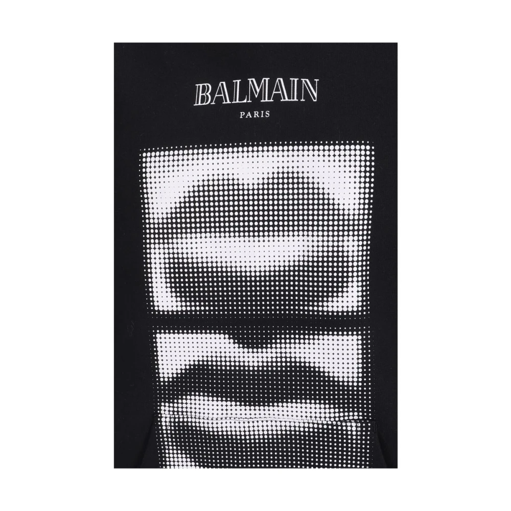 Balmain Katoenen hoodie met iconisch monogram Black Heren