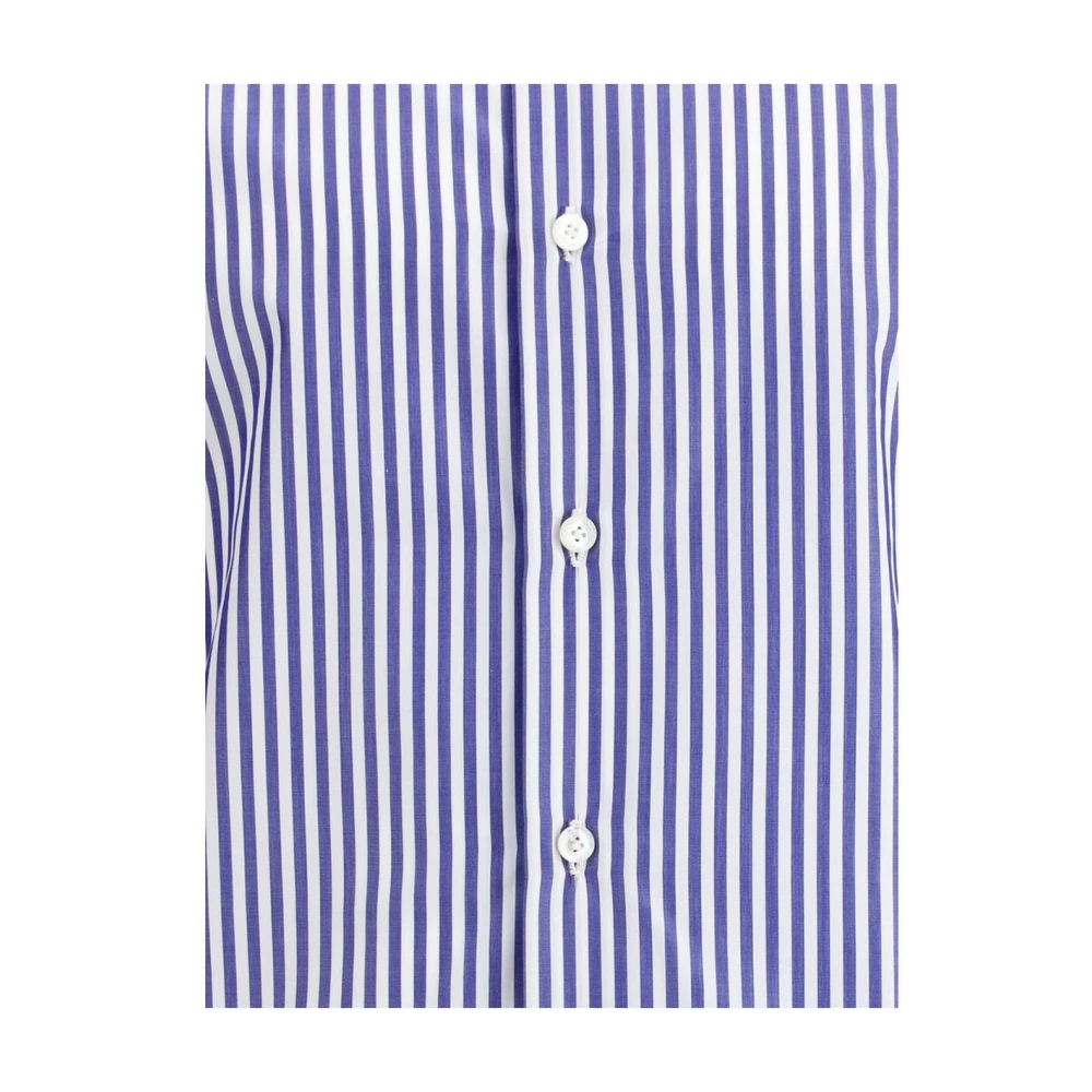 Finamore Gestreept Slim Fit Overhemd Blue Heren