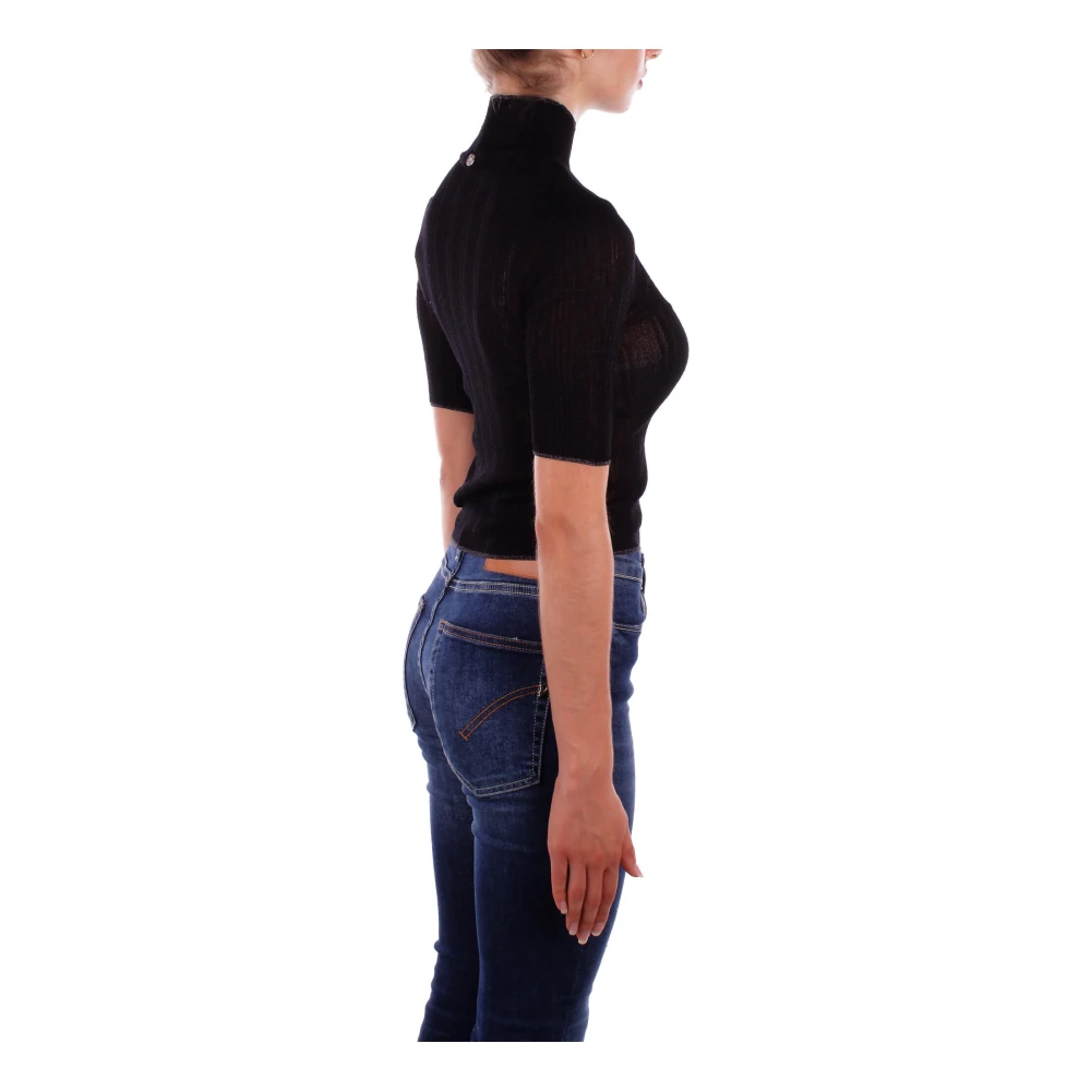 Liu Jo Zwarte Sweater 1 Logo Zijkant Black Dames