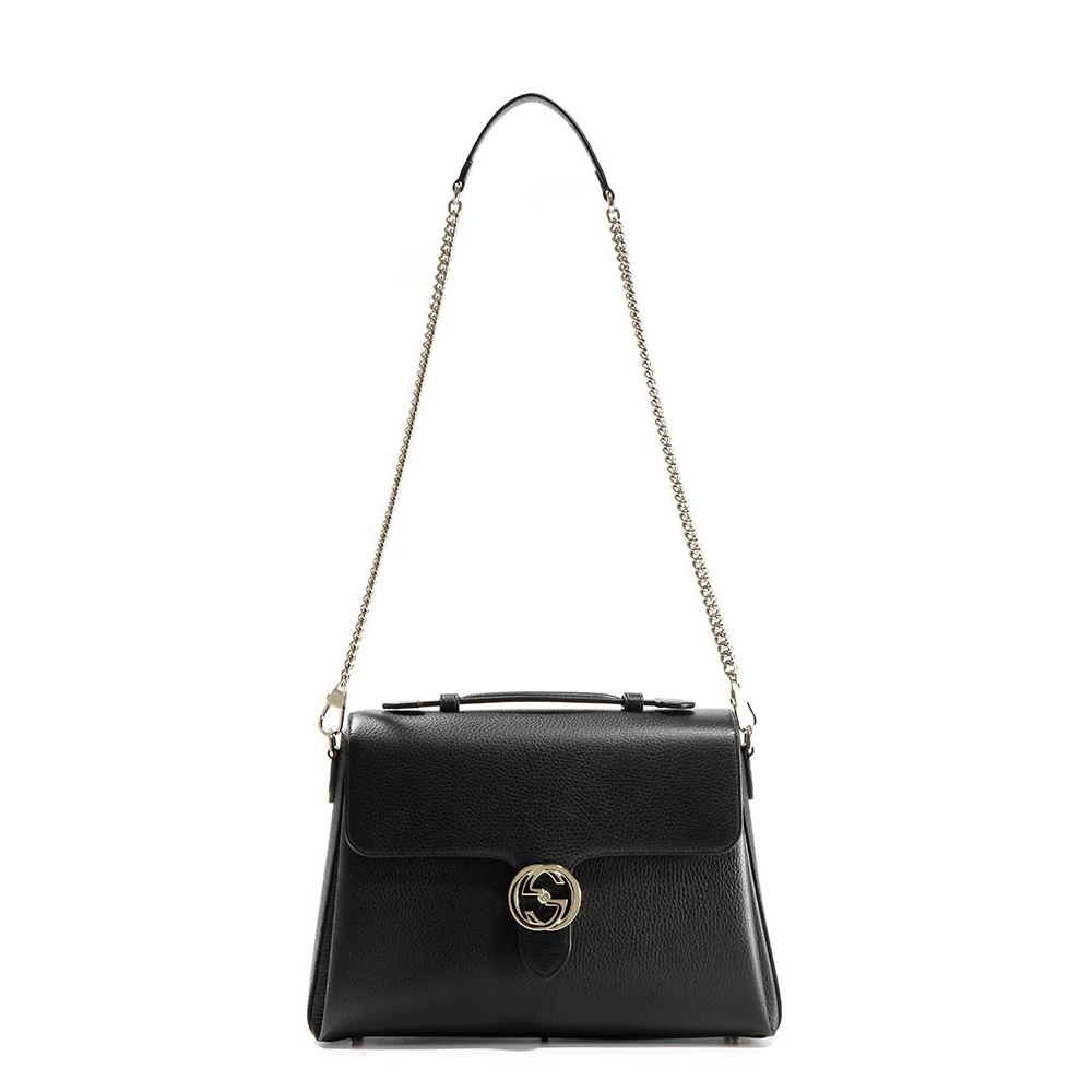 Gucci Zwarte Handtas Logo Leer Dollar Calf Black Dames