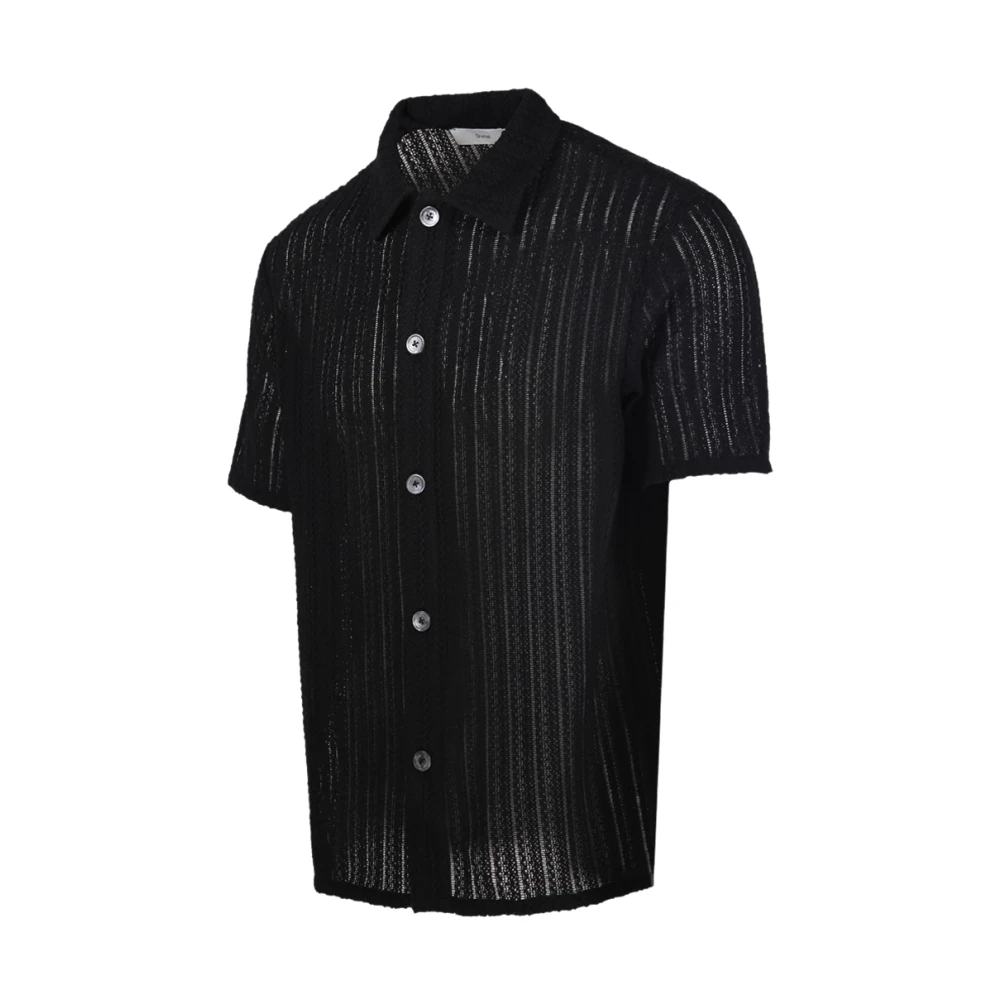 Dunst Zwart Gestreept Gehaakt Shirt Black Heren