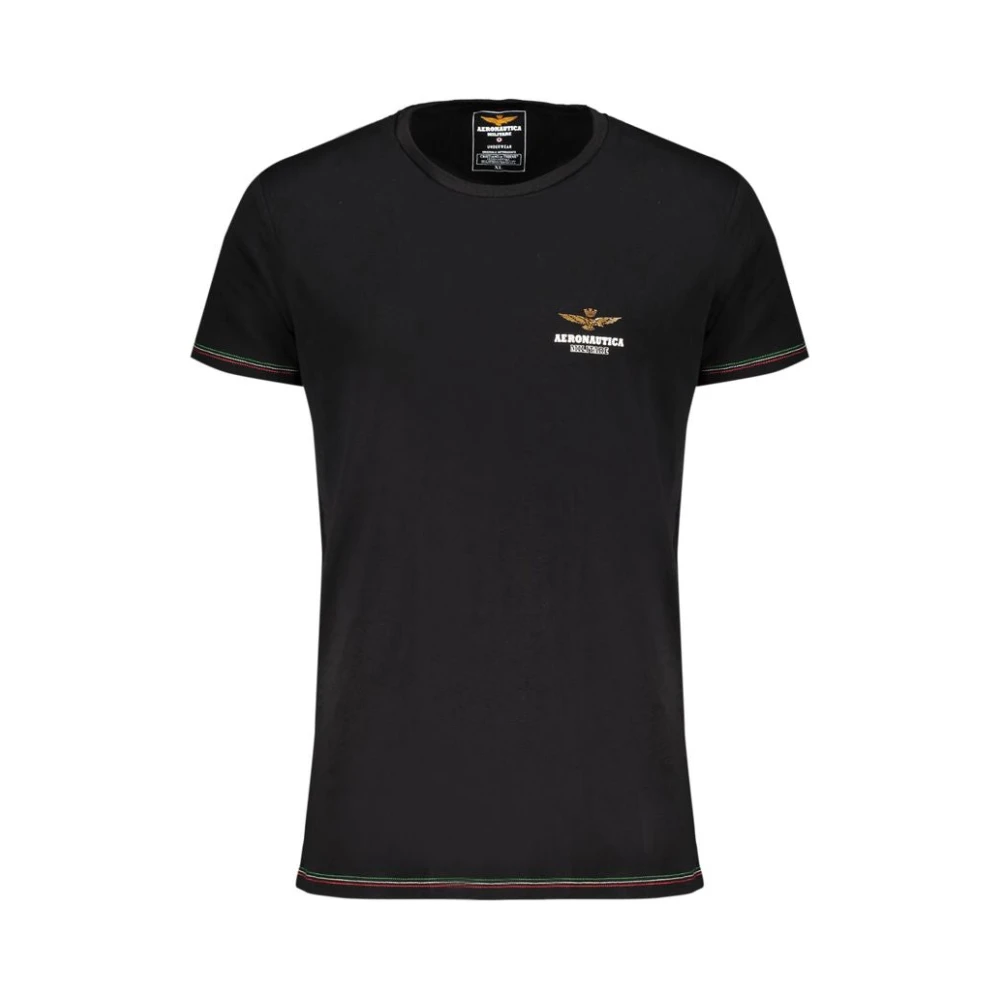 Aeronautica militare Zwarte Katoenen Buiten T-Shirt met Print Black Heren