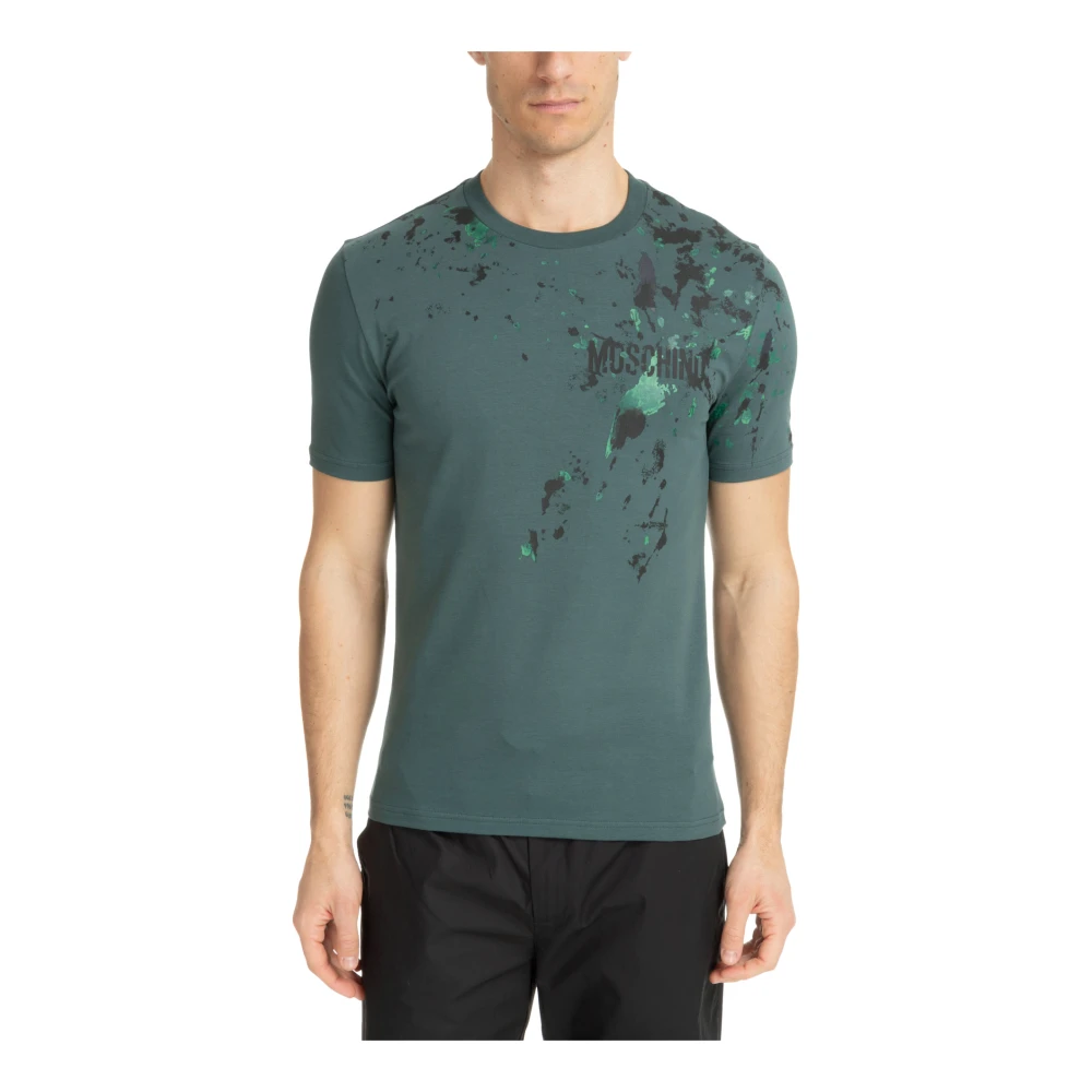 Moschino Gestreept Multikleur T-shirt met Logo Green Heren